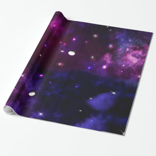 Papier Cadeau Galaxie violette bleu nuit (Déroulé)