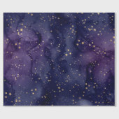 Papier Cadeau Galaxie violette et bleue avec étoiles (Plat)