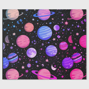 Papier cadeau Galaxy céleste noir