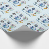 Papier Cadeau Galaxy Outer Space Blue Gold Anniversaire (Coin)