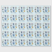 Papier Cadeau Galaxy Outer Space Blue Gold Anniversaire (Plat)