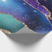Papier Cadeau Galaxy rose bleu violet Agate Faux or Parties scin (Coin)