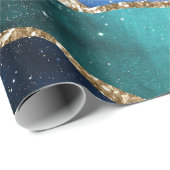 Papier Cadeau Galaxy rose bleu violet Agate Faux or Parties scin (Coin rond)