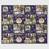 Papier Cadeau Galerie de photos de famille Bleu foncé Personnali (Plat)