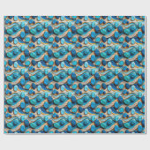 Papier Cadeau Galets bleus texturés Waves Gold Accent (Plat)