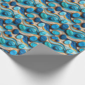 Papier Cadeau Galets bleus texturés Waves Gold Accent (Coin)
