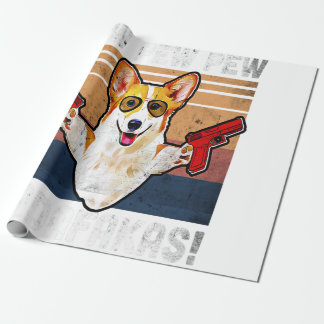 Papier Cadeau Gallois Corgi Pew Pew Madafakas - Vintage Corgi St