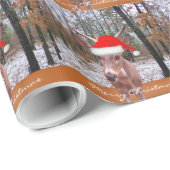 Papier Cadeau Game Cam attrapé un cerf Sporting Santa Hat (Coin rond)