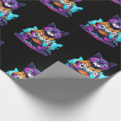 Papier Cadeau Gamer chat, chaton avec contrôleur de jeu style an (Coin)