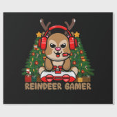 Papier Cadeau Gamer Reindeer jeu vidéo de Noël (Plat)