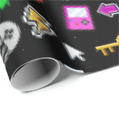 Papier Cadeau Gamer Retro Pixel Vidéo Icônes de jeu (Coin rond)