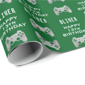 Papier Cadeau Gamer Video Game Controller Anniversaire (Coin rond)