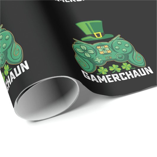 Papier Cadeau Gamerchaun Gamer Jeux de jeu Saint Patrick's Day (Coin rond)
