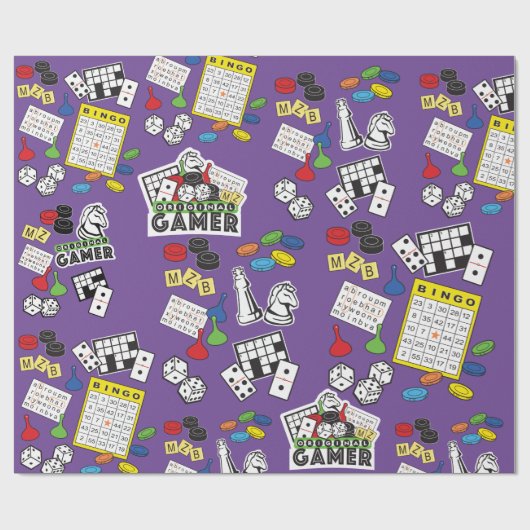 Papier Cadeau Gameroom, soirée de jeu, thème du conseil d'admini (Plat)