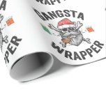 Papier Cadeau Gangsta Wrapper Funny Christmas Père Noël Cadeau c<br><div class="desc">noël,  père Noël,  hiver,  xmas,  cadeau,  anniversaire,  rennes,  présent,  crâne,  gangsta</div>