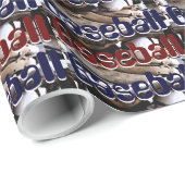 Papier Cadeau Gant de baseball et graphismes de balle (Coin rond)