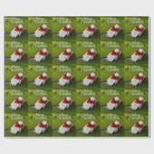 Papier Cadeau Gant de golf thème de Noël sur gazon vert (Plat)
