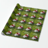 Papier Cadeau Gant de golf thème de Noël sur gazon vert (Déroulé)