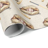 Papier Cadeau Gant et chauve-souris de baseball (Coin rond)