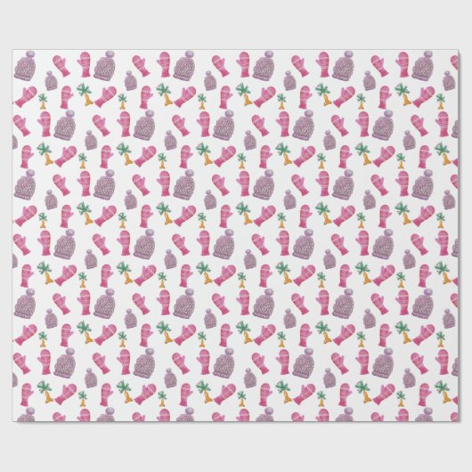 Papier Cadeau Gants Casquette D'Hiver Et Beaucoup D'Amour (Plat)
