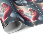 Papier Cadeau Gants d'hiver avec des flocons de neige (Coin rond)