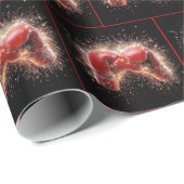 Papier Cadeau Gants En Boxe Rouge Dans Les Feux D'Artifice (Coin rond)