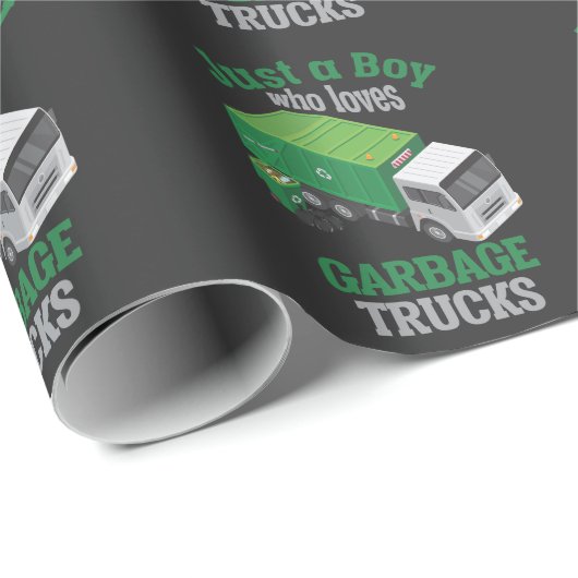 Papier Cadeau Garbage Truck Loving Boy Toddler Cool Recyclage (Coin rond)