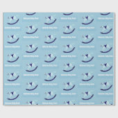 Papier Cadeau Garçon Baby shower mignon Rocking Horse Nom Bleu (Plat)