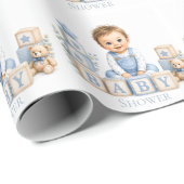 Papier Cadeau Garçon bloque une baby shower (Coin rond)