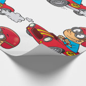Papier Cadeau Garçon conduisant voiture rouge course
