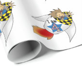 Papier Cadeau garçon d'anniversaire de 4 ans (garçon de fusée) (Coin rond)