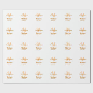 Papier Cadeau garçon d'honneur orange nom lettre date pastel mas
