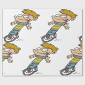 Papier Cadeau Garçon drôle à monocycle (Plat)
