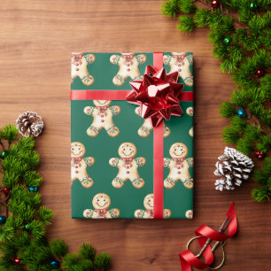 Papier Cadeau Garçon en pain d'épices vintage vert Cadeau