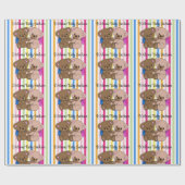 Papier Cadeau Garçon & Fille Nounours Nom du Baby shower Pink Bl (Plat)