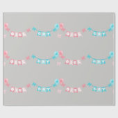 Papier Cadeau Garçon Fille Rose Bleu Bannière Fête de Révélation (Plat)