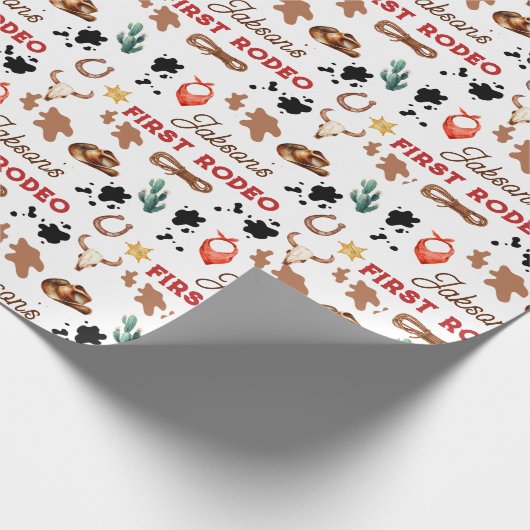 Papier Cadeau Garçon Mon premier rodéo Cowboy 1er anniversaire (Coin)