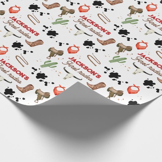 Papier Cadeau Garçon Mon premier rodéo Cowboy 1er anniversaire (Coin)