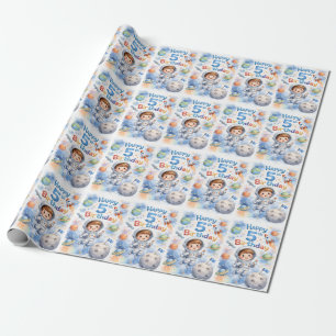 Papier Cadeau Garçon pour son 5e anniversaire Astronaute Décolla