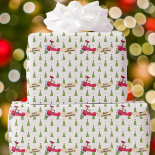 Papier Cadeau Garçon Premier Noël Père Noël et Avion Mignon Pers