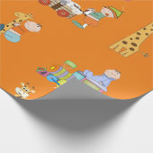 Papier Cadeau Garçons avec pépinière train Giraffe et Wagon