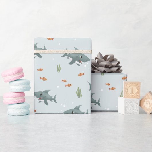 Papier Cadeau Garçons Bleu mignon sous l'Anniversaire de enfant (Baby Shower)