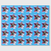 Papier Cadeau Garçons nom age 2 ajouter votre photo star motif (Plat)