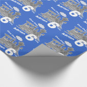 Papier Cadeau Garçons nom âge train loco bleu gris anniversaire (Coin)