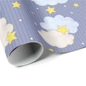 Papier Cadeau Garçons rayé ciel (Coin rond)