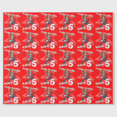 Papier Cadeau Garçons rouge ajouter votre âge et nom rockstar wr (Plat)