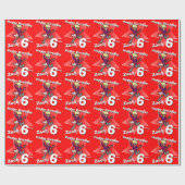 Papier Cadeau Garçons rouge votre nom 6e anniversaire rockstar e (Plat)
