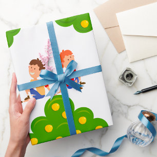 Papier Cadeau Garçons Sous Un Pommier