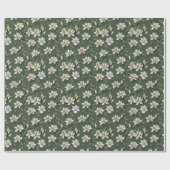 Papier Cadeau Gardénie blanche verte Sage (Plat)