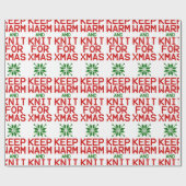 Papier Cadeau Gardez chaud et tricot pour Noël (Plat)